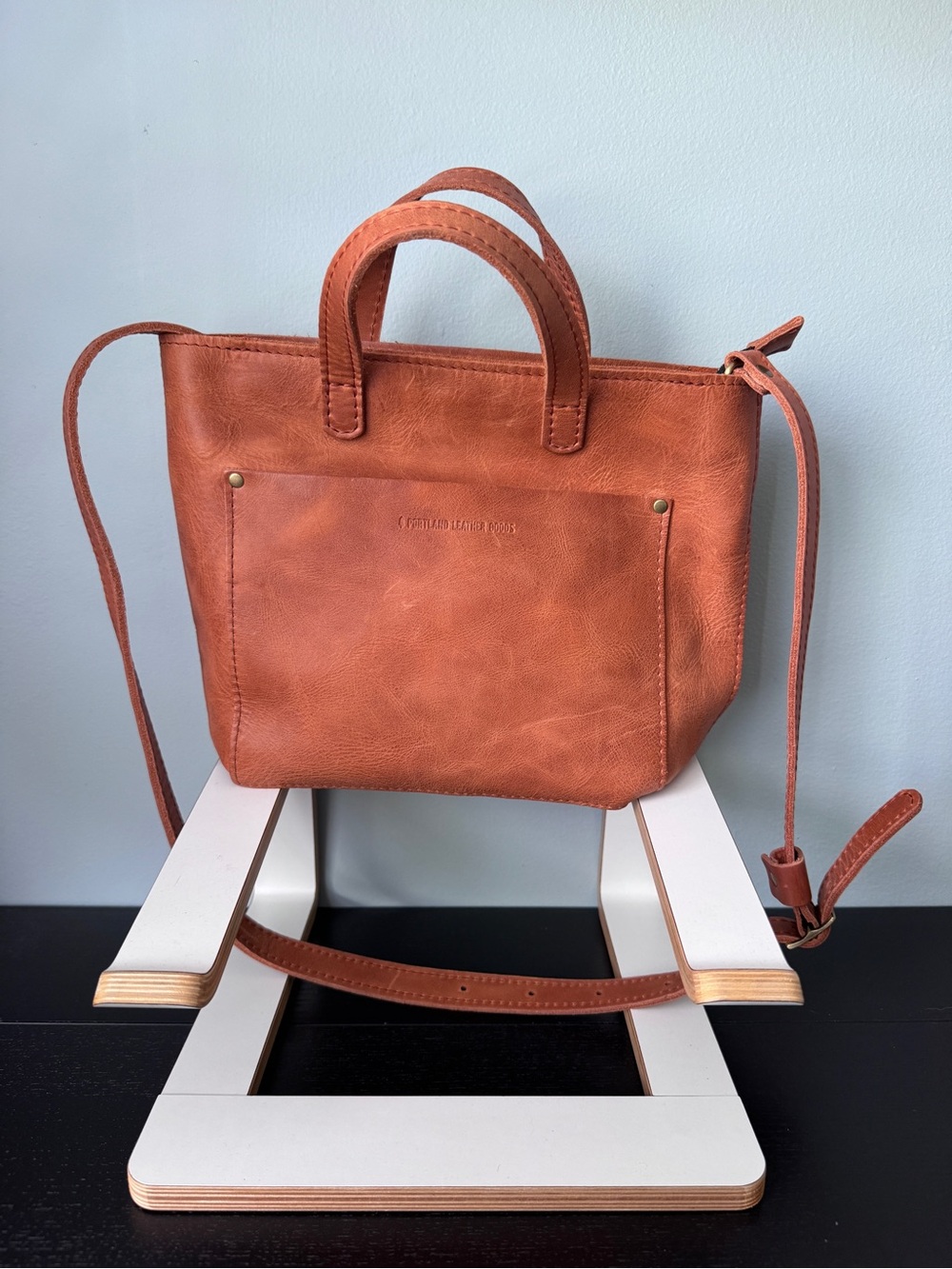 Portland Leather Mini Crossbody Tote with Top Handles